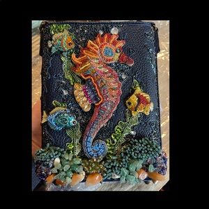 NO LONGER AVAILABLE- Mary Frances “Drifting Along“ seahorse/ocean themed purse
